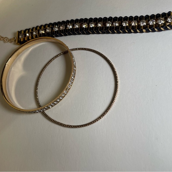 Three Gold Tone and Black Stacking Bracelet Set - Picture 6 of 6